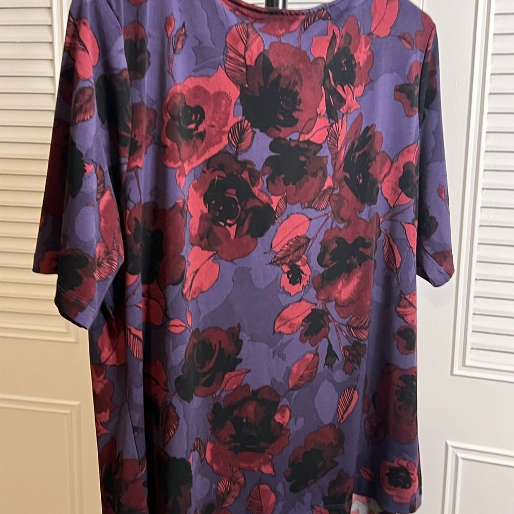 George Red and Blue Draped Blouse Short Sleeve - Picture 4 of 6